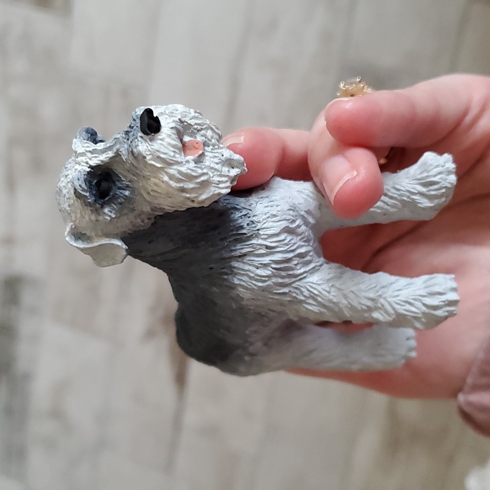 Collectible Schnauzer Dog Figurine Stone Cast Resin